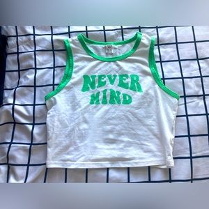 Crop top tank with green lettering